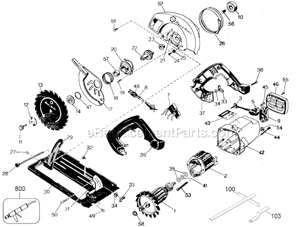 Page A Diagram and Parts List for 7392 Type 3 Black and Decker Circular Saw